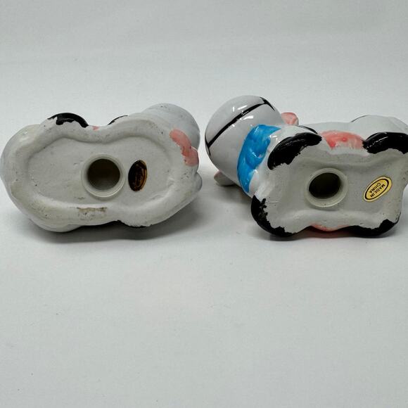 Vintage Holstein Cow Salt & Pepper Shaker Set 1970s Ceramic Hand Painted - Picture 4 of 6